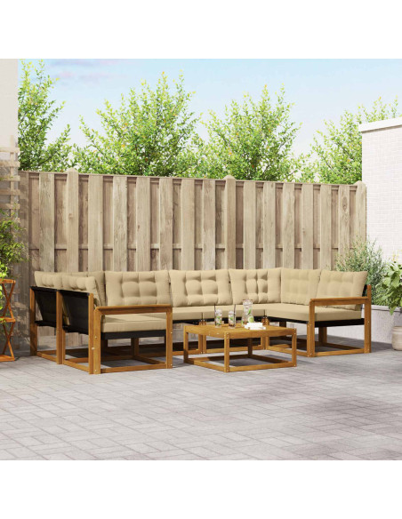 Set di divani con cuscino 7 pcs Naturale e Beige