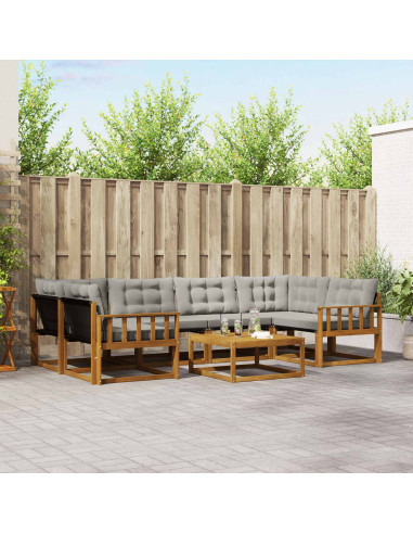 Set di divani con cuscino 7 pcs Grigio Naturale e Chiaro