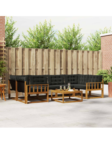 Set di divani con cuscino 7 pcs Naturale e Nero