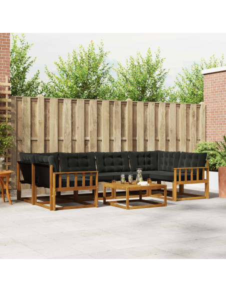 Set di divani con cuscino 7 pcs Naturale e Nero