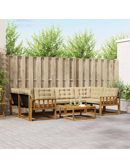 Set di divani con cuscino 7 pcs Naturale e Beige