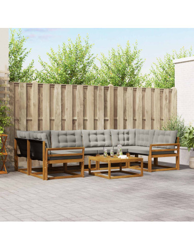 Set di divani con cuscino 7 pcs Grigio Naturale e Chiaro