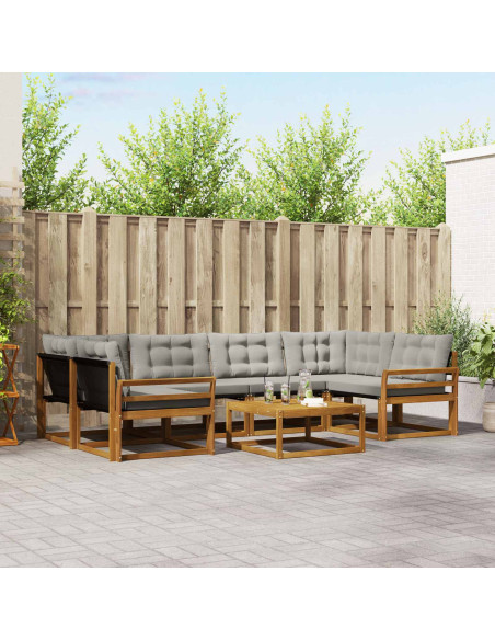 Set di divani con cuscino 7 pcs Grigio Naturale e Chiaro