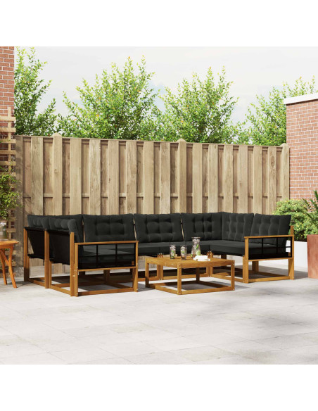 Set di divani con cuscino 7 pcs Naturale e Nero