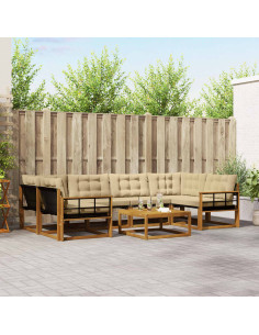 Set di divani con cuscino 7 pcs Naturale e Beige