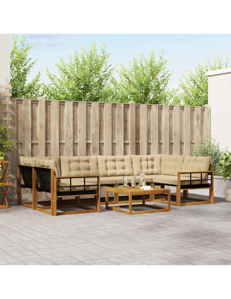 Set di divani con cuscino 7 pcs Naturale e Beige