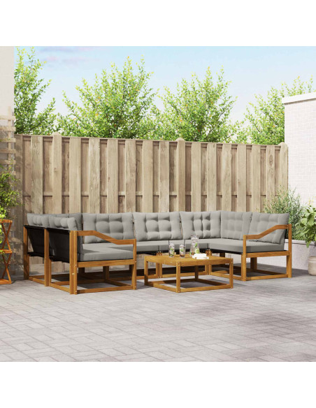Set di divani con cuscino 7 pcs Grigio Naturale e Chiaro