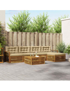 Set di divani con cuscino 6 pcs Naturale e Beige