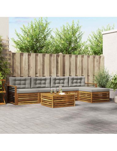 Set di divani con cuscino 6 pcs Grigio Naturale e Chiaro