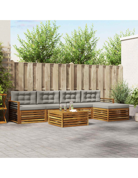 Set di divani con cuscino 6 pcs Grigio Naturale e Chiaro