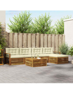 Set di divani con cuscino 6 pcs Naturale e Crema