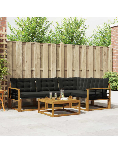 Set di divani con cuscino 5 pcs Naturale e Nero