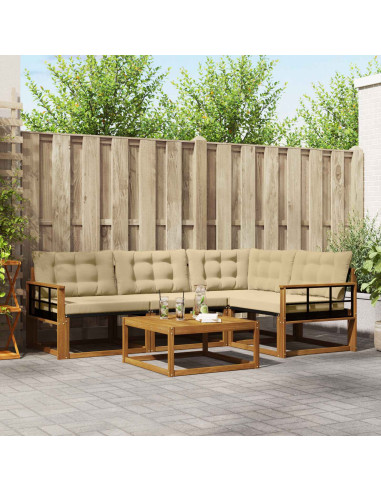 Set di divani con cuscino 5 pcs Naturale e Beige