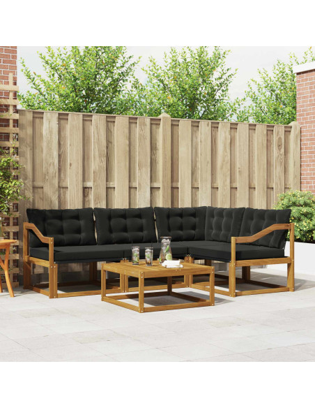 Set di divani con cuscino 5 pcs Naturale e Nero