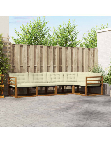 Set di divani con cuscino 5 pcs Naturale e Crema