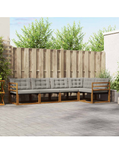 Set di divani con cuscino 5 pcs Grigio Naturale e Chiaro