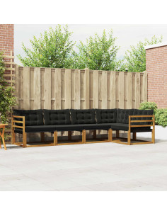 Set di divani con cuscino 5 pcs Naturale e Nero