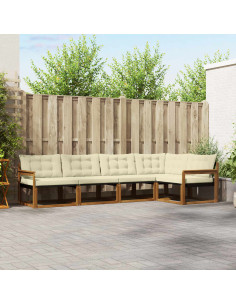 Set di divani con cuscino 5 pcs Naturale e Crema