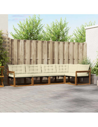 Set di divani con cuscino 5 pcs Naturale e Crema