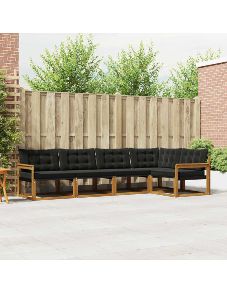 Set di divani con cuscino 5 pcs Naturale e Nero