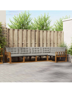 Set di divani con cuscino 5 pcs Grigio Naturale e Chiaro