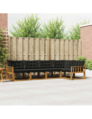 Set di divani con cuscino 5 pcs Naturale e Nero