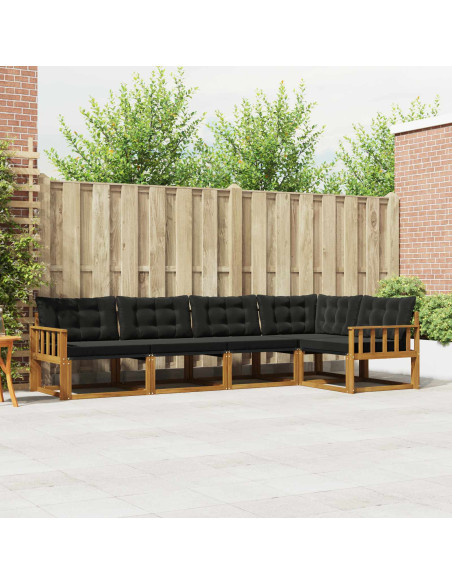 Set di divani con cuscino 5 pcs Naturale e Nero