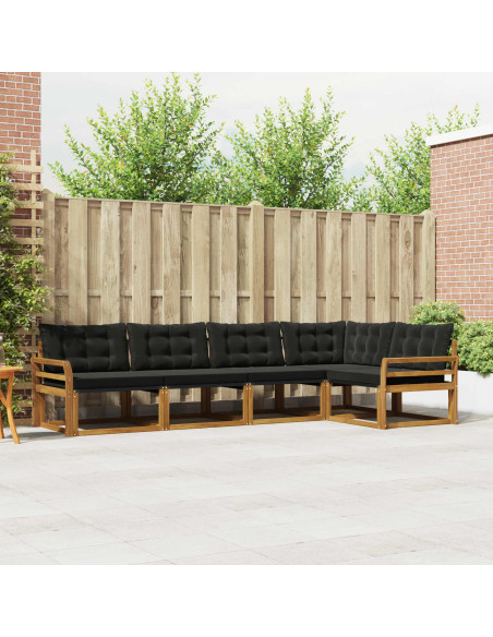 Set di divani con cuscino 5 pcs Naturale e Nero