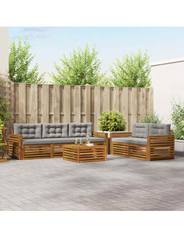 Set di divani con cuscino 6 pcs Grigio Naturale e Chiaro