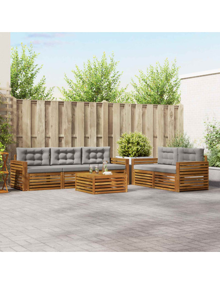 Set di divani con cuscino 6 pcs Grigio Naturale e Chiaro