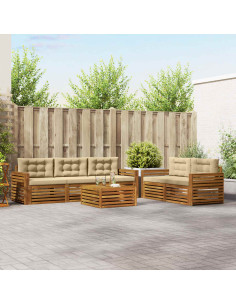 Set di divani con cuscino 6 pcs Naturale e Beige