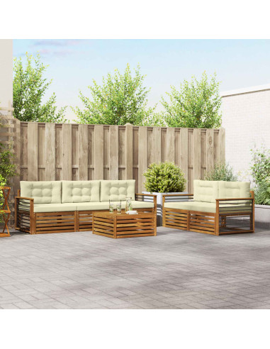 Set di divani con cuscino 6 pcs Naturale e Crema