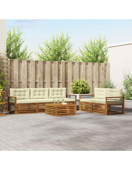 Set di divani con cuscino 6 pcs Naturale e Crema