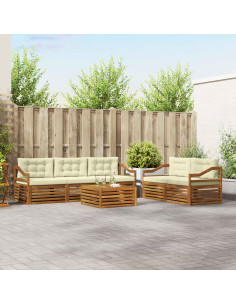 Set di divani con cuscino 6 pcs Naturale e Crema