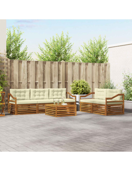 Set di divani con cuscino 6 pcs Naturale e Crema