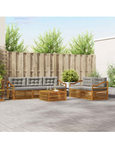 Set di divani con cuscino 6 pcs Grigio Naturale e Chiaro