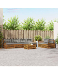 Set di divani con cuscino 7 pcs Grigio Naturale e Chiaro