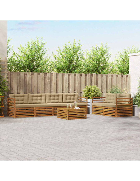 Set di divani con cuscino 7 pcs Naturale e Beige
