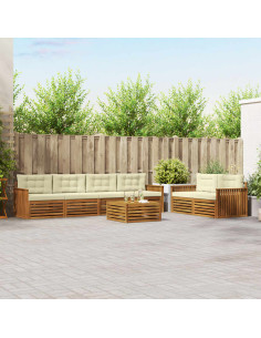 Set di divani con cuscino 7 pcs Naturale e Crema