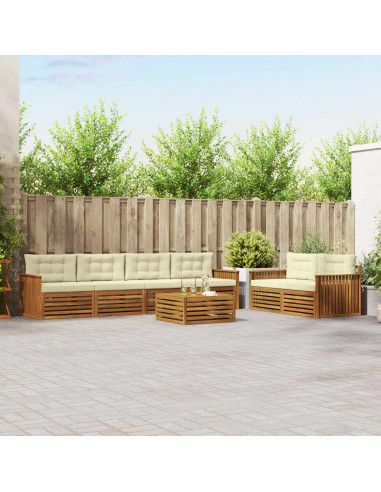 Set di divani con cuscino 7 pcs Naturale e Crema