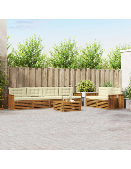 Set di divani con cuscino 7 pcs Naturale e Crema