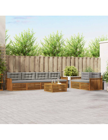 Set di divani con cuscino 7 pcs Grigio Naturale e Chiaro