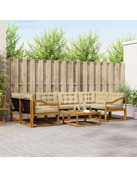 Set di divani con cuscino 7 pcs Naturale e Beige
