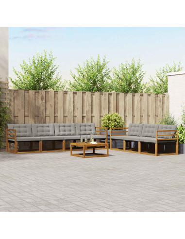 Set di divani con cuscino 8 pcs Grigio Naturale e Chiaro