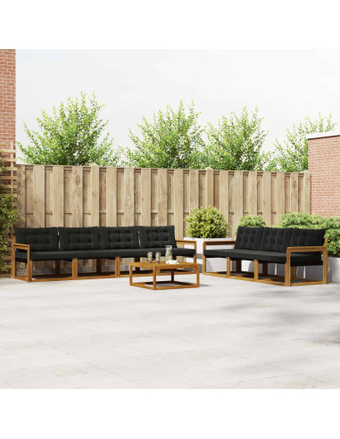 Set di divani con cuscino 8 pcs Naturale e Nero