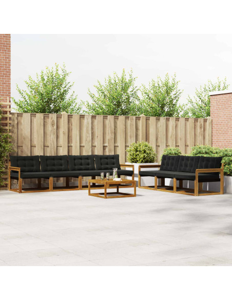 Set di divani con cuscino 8 pcs Naturale e Nero