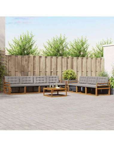 Set di divani con cuscino 8 pcs Grigio Naturale e Chiaro