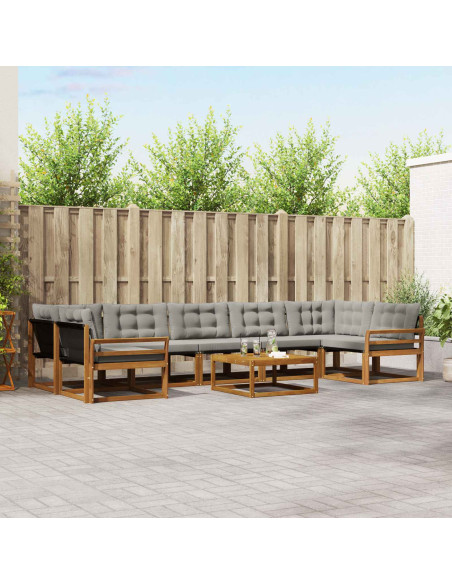 Set di divani con cuscino 8 pcs Grigio Naturale e Chiaro