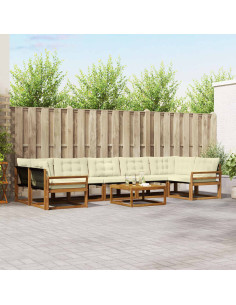 Set di divani con cuscino 8 pcs Naturale e Crema