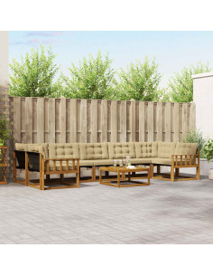 Set di divani con cuscino 8 pcs Naturale e Beige